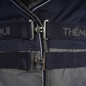 EQUITHÈME Tyrex mit Bauchlatz 600D 0g Navy/Grau Dots EQUITHÈME Tyrex mit Bauchlatz 600D 0g Navy/Grau Dots