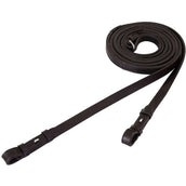 BR Dressur Zügel Leder/Gummi 16mm Blind Schwarz/Silber BR Dressur Zügel Leder/Gummi 16mm Blind Schwarz/Silber