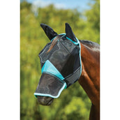 WeatherBeeta Fliegenmaske ComFiTec Deluxe Fine Mesh mit Ohren und Nase Schwarz/Türkis WeatherBeeta Fliegenmaske ComFiTec Deluxe Fine Mesh mit Ohren und Nase Schwarz/Türkis