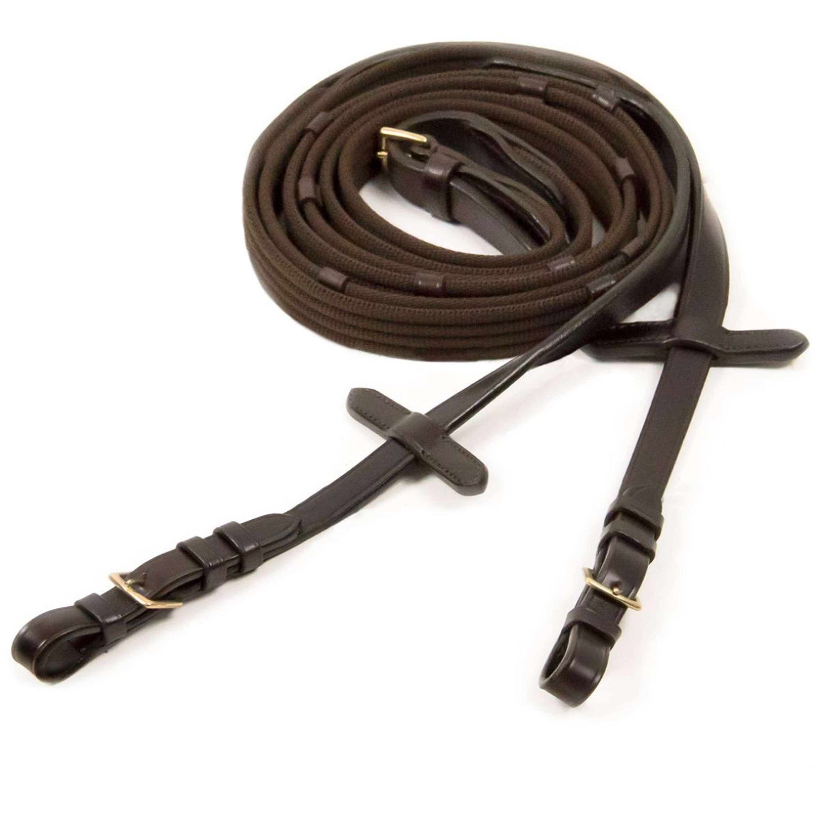 Schockemöhle Zügel mit Stops Dunkelbraun/Gold Schockemöhle Zügel mit Stops Dunkelbraun/Gold