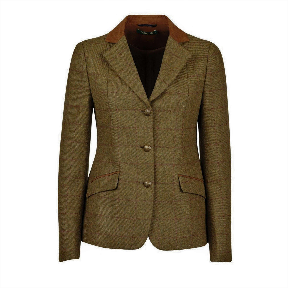 Dublin Turnierjacket Albany Tweed Suede Collar Tailored Braun/Grün