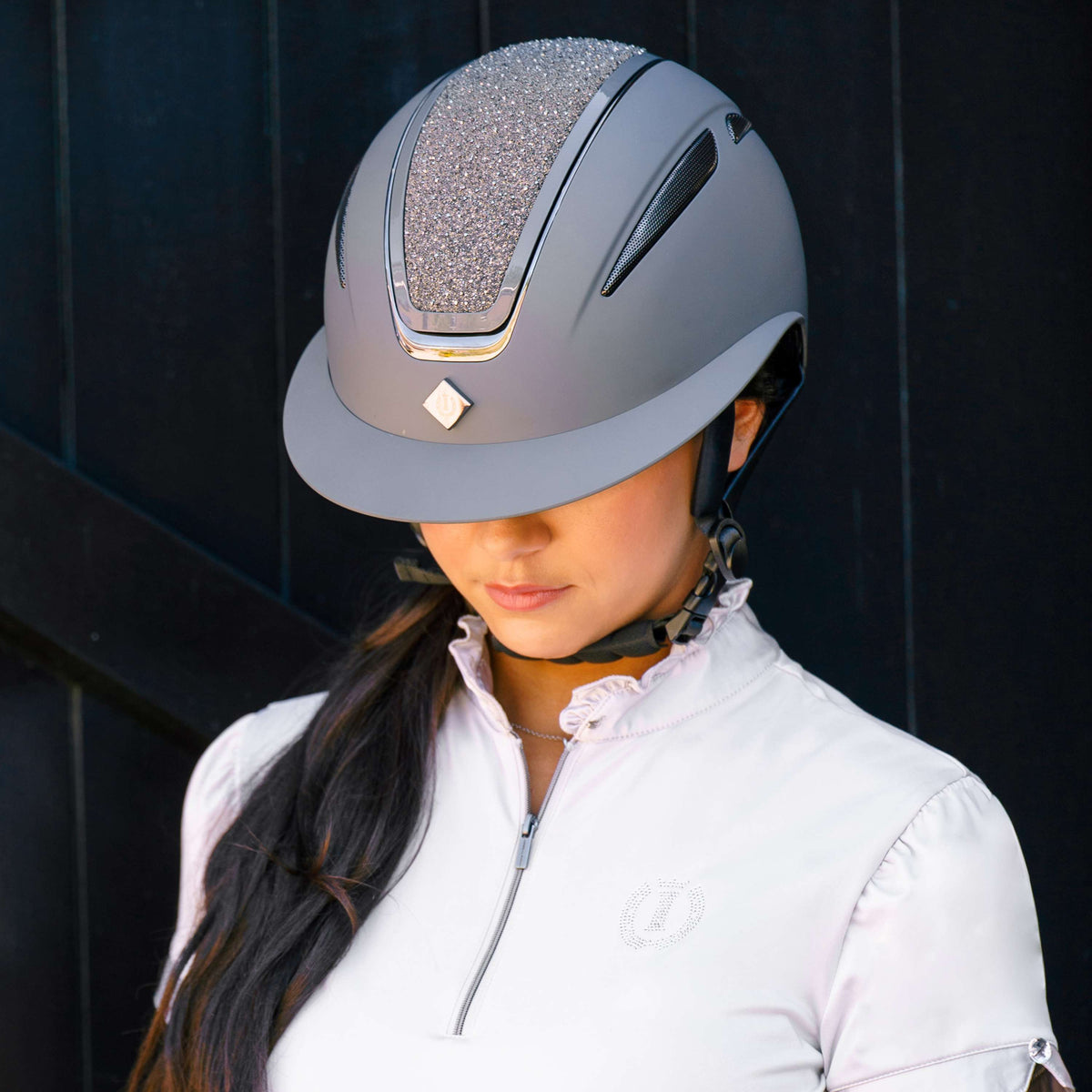 Imperial Riding Reithelm IRHOlania Deluxe Big Visor Grau