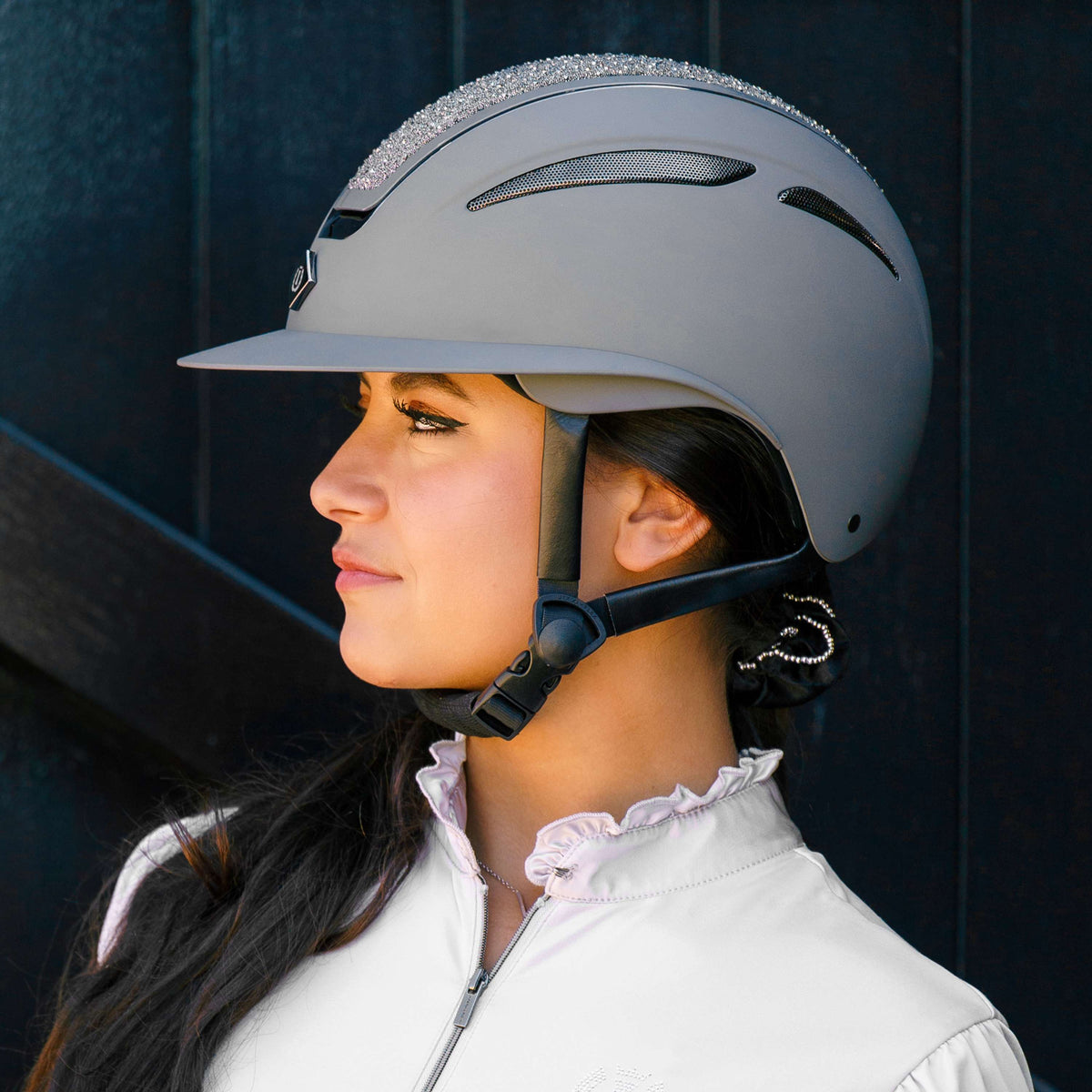 Imperial Riding Reithelm IRHOlania Deluxe Big Visor Grau