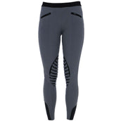 HKM Reitleggings Starlight Silikon Kniebesatz Grau/Schwarz