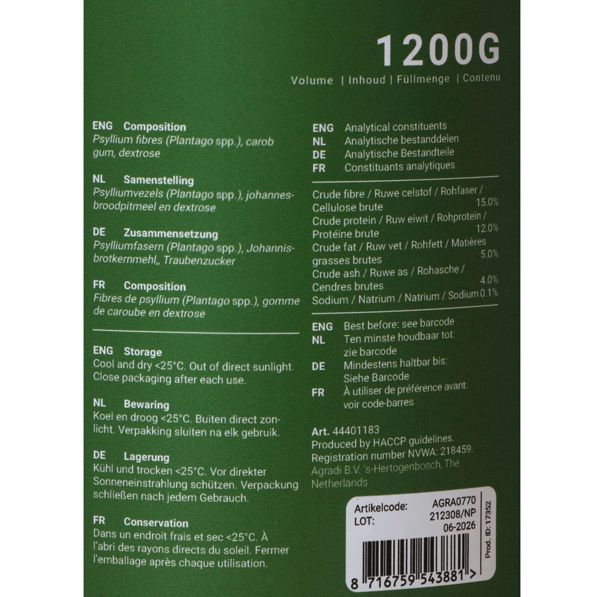 Agradi Health Psyllium Sandweg Plus