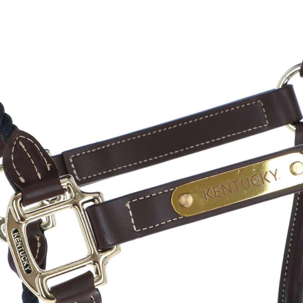 Kentucky Halfter Aus Leder und Seil Schwarz