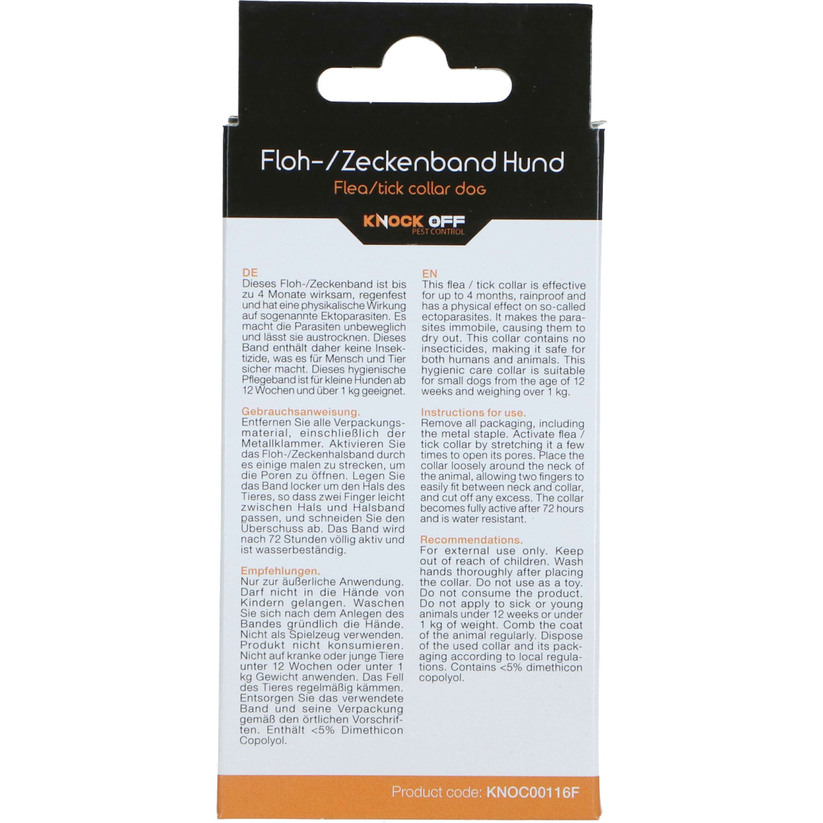 Knock Off Zecken & Flohhalsband kleiner Hund  DE/EN