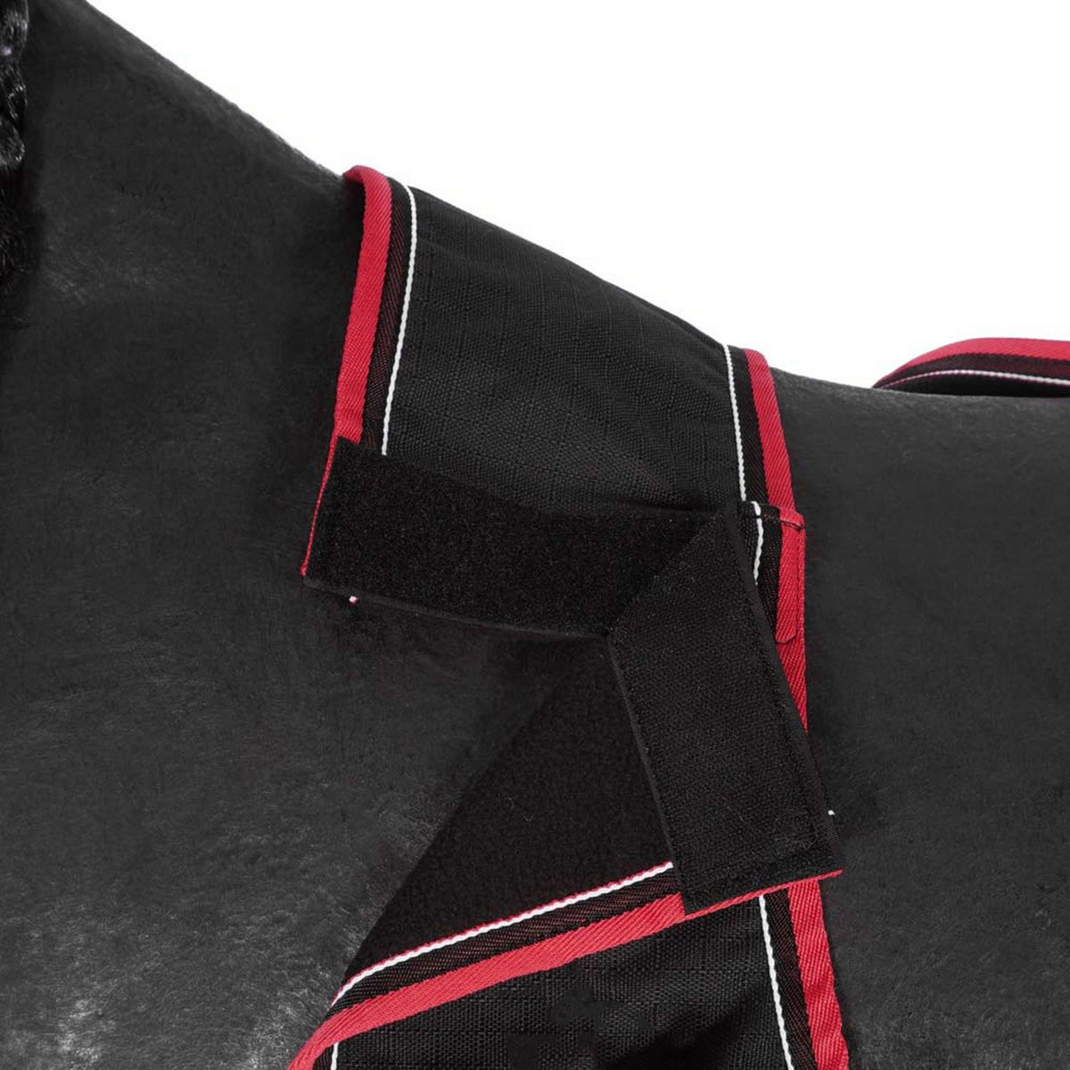 EQUITHÈME Ausreitdecke Tyrex 1200D Fleece Schwarz/Himbeere