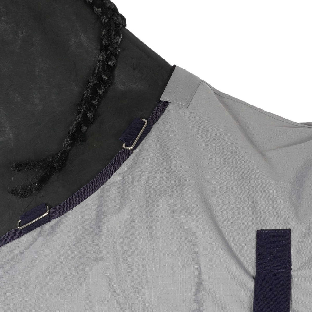 HKM Fliegendecke Rain mit Halsteil & Bauchlatz Dunkelblau/Grau