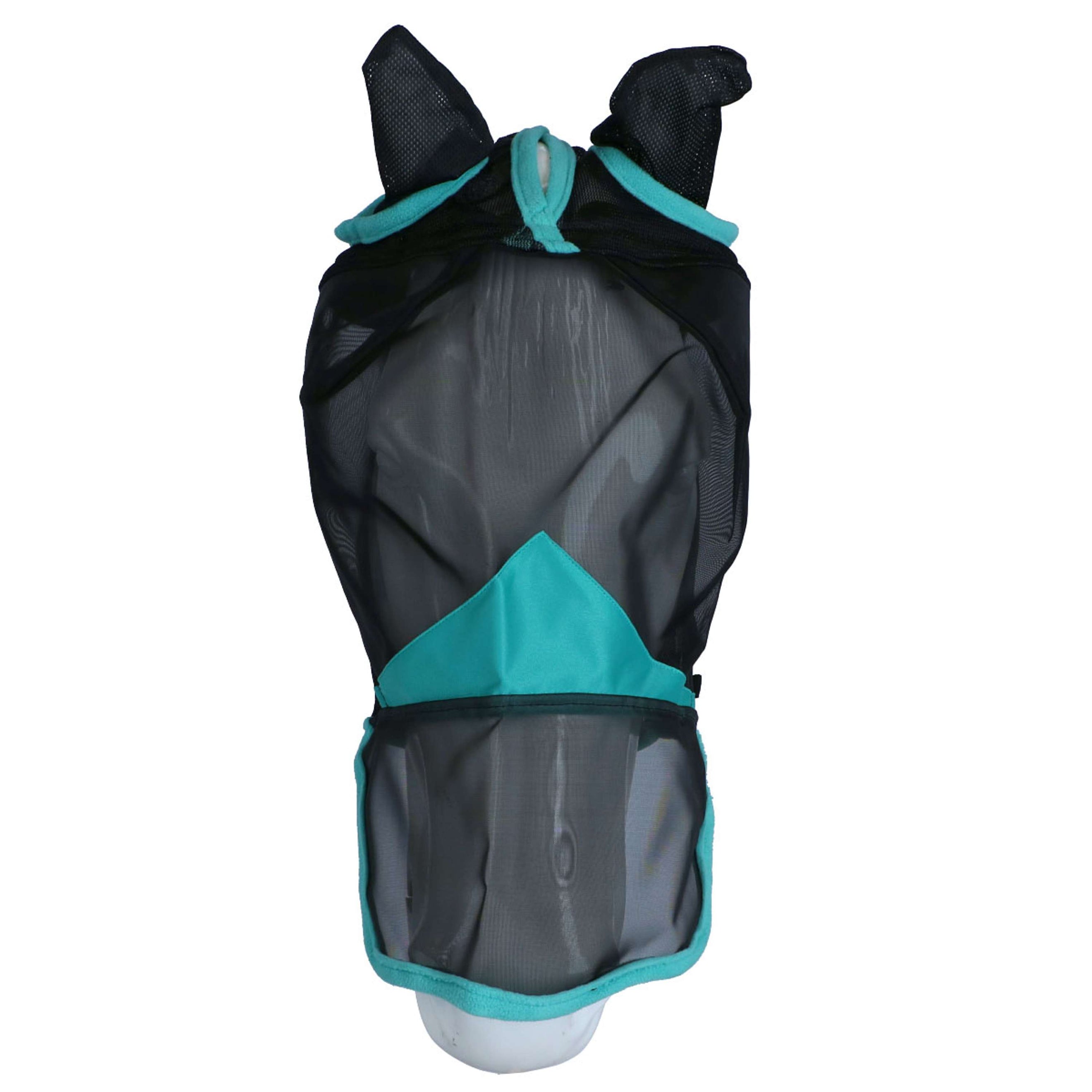 WeatherBeeta Fliegenmaske ComFiTec Deluxe Fine Mesh mit Ohren und Nase Schwarz/Türkis