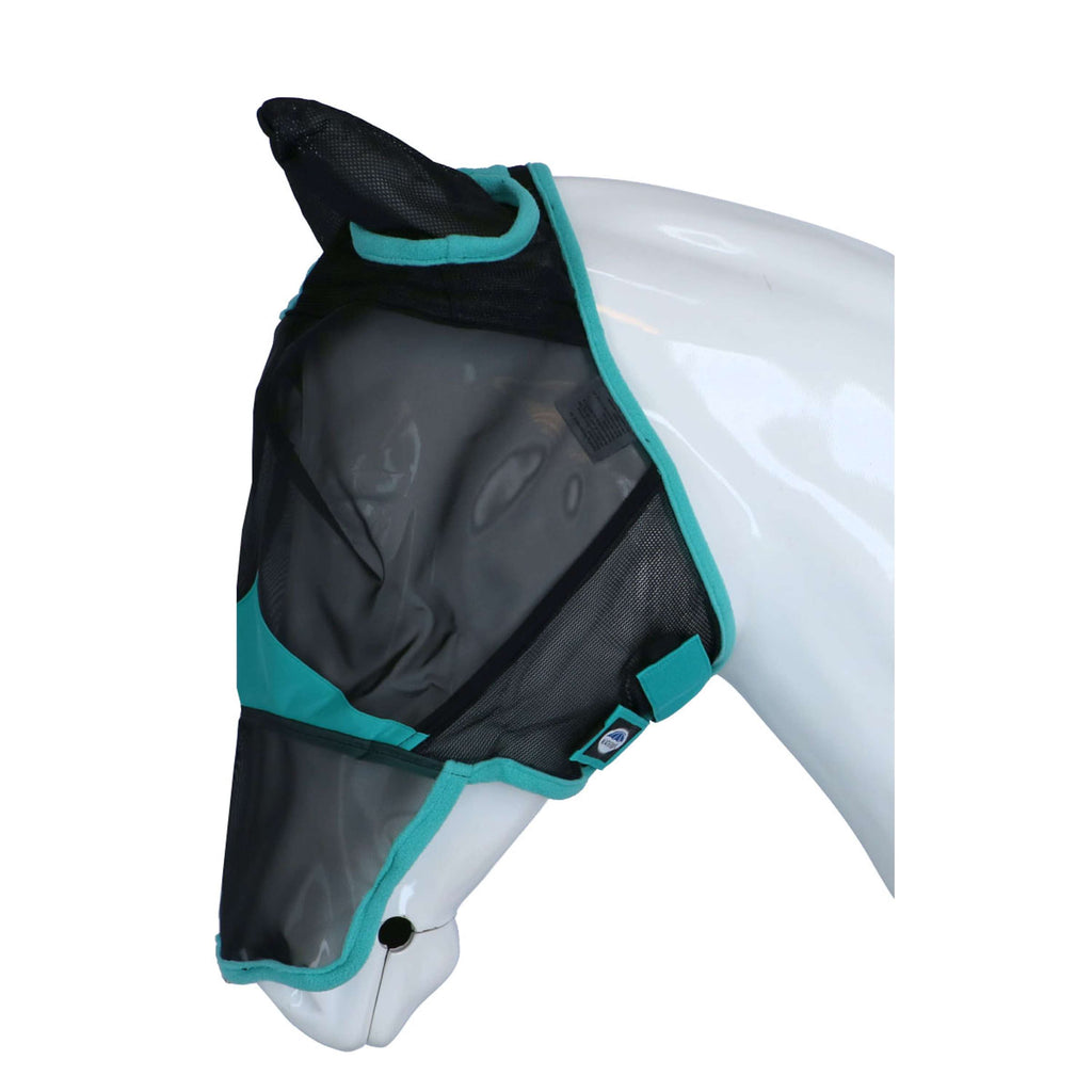 WeatherBeeta Fliegenmaske ComFiTec Deluxe Fine Mesh mit Ohren und Nase Schwarz/Türkis