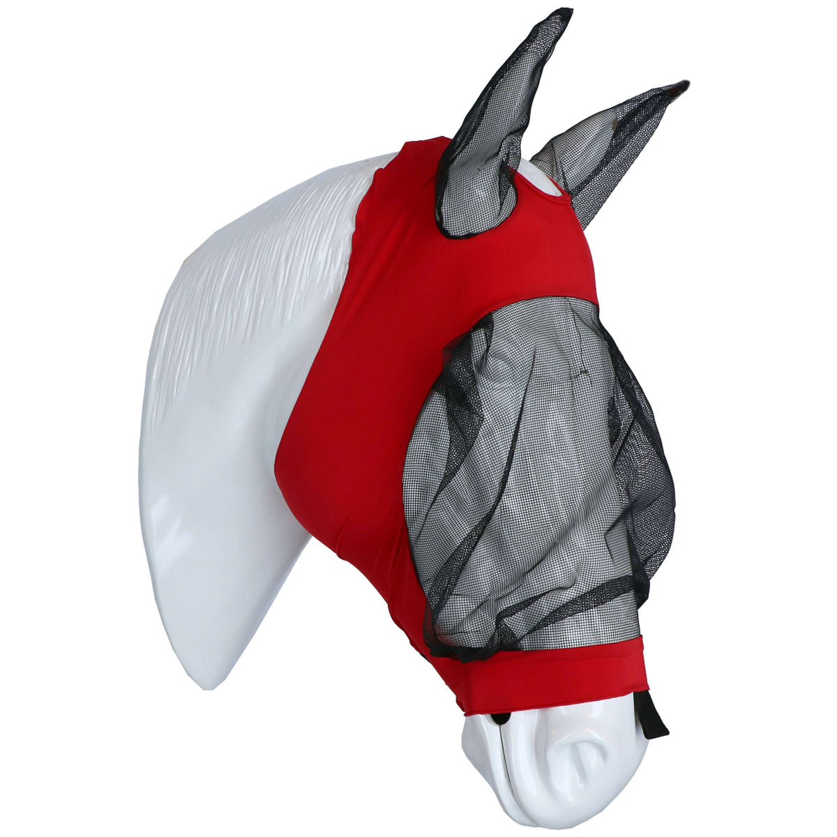 Weatherbeeta Fliegenmaske Deluxe Stretch mit Ohren Rot/Schwarz