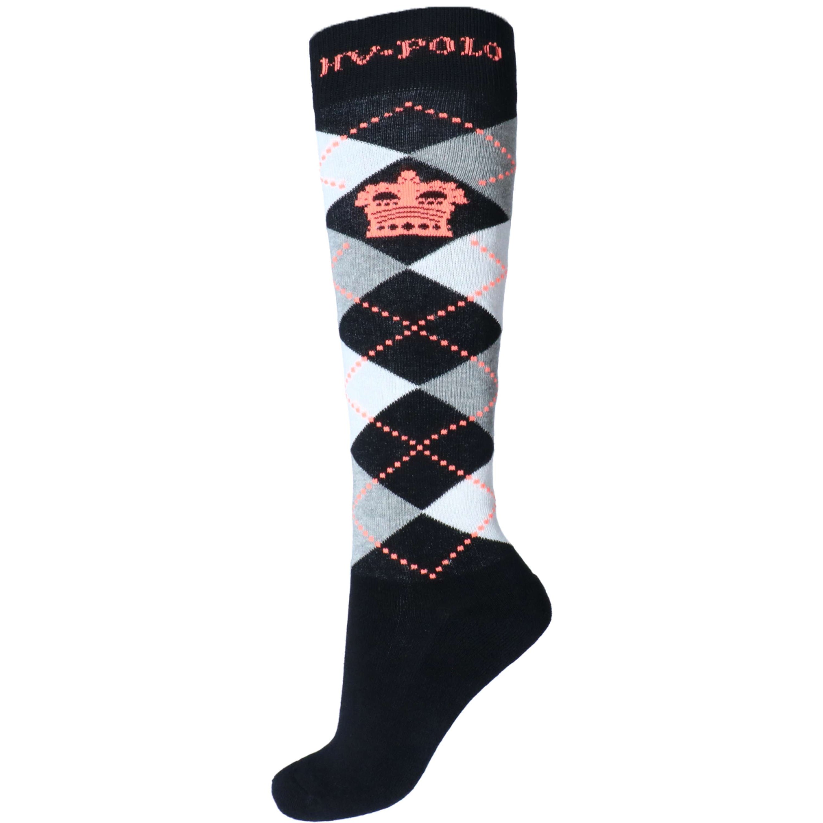 HV Polo Socken Argyle Schwarz/SilbergrauMelange/Rose