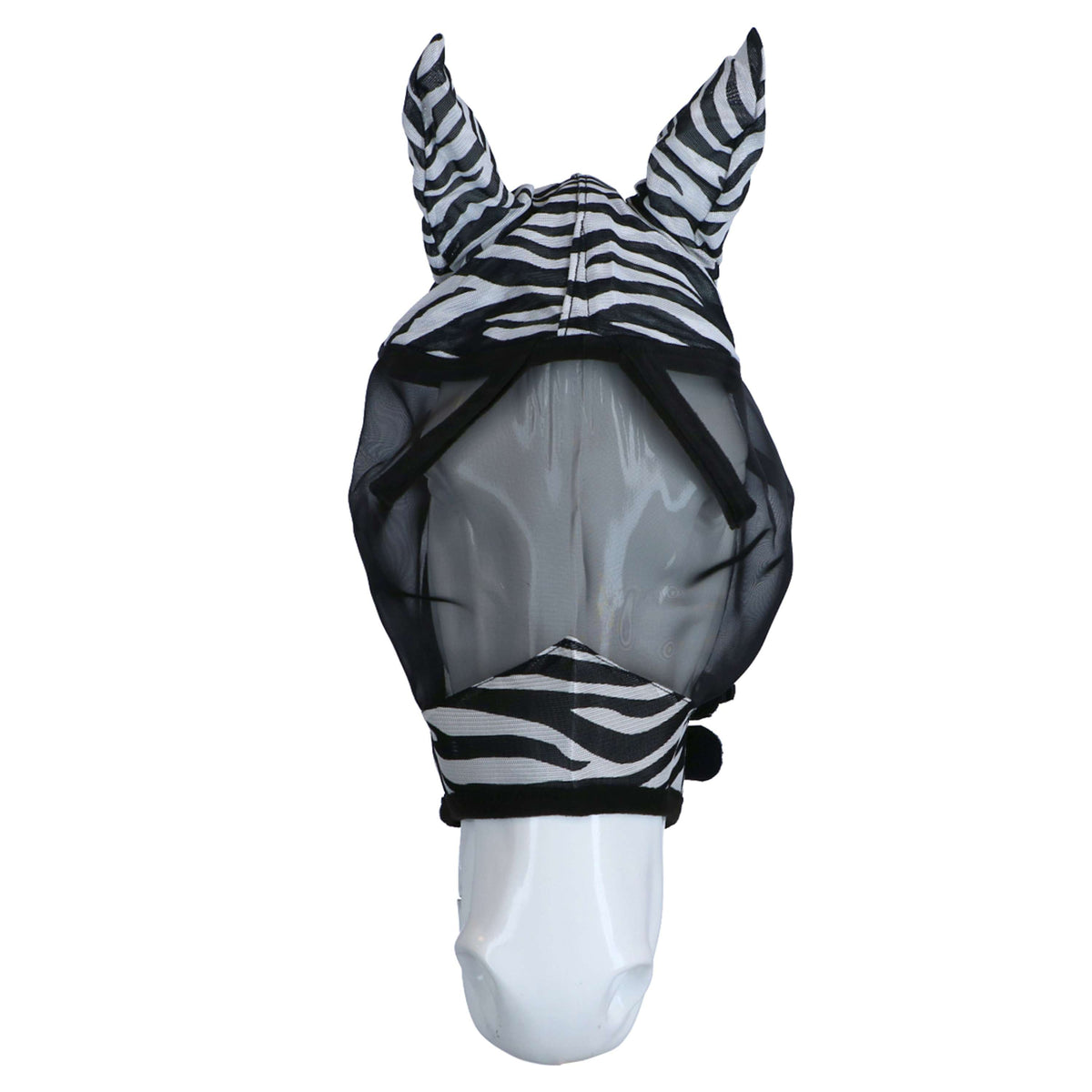 RugBe by Covalliero Fliegenmaske mit Ohrbedeckung Schwarz Zebra