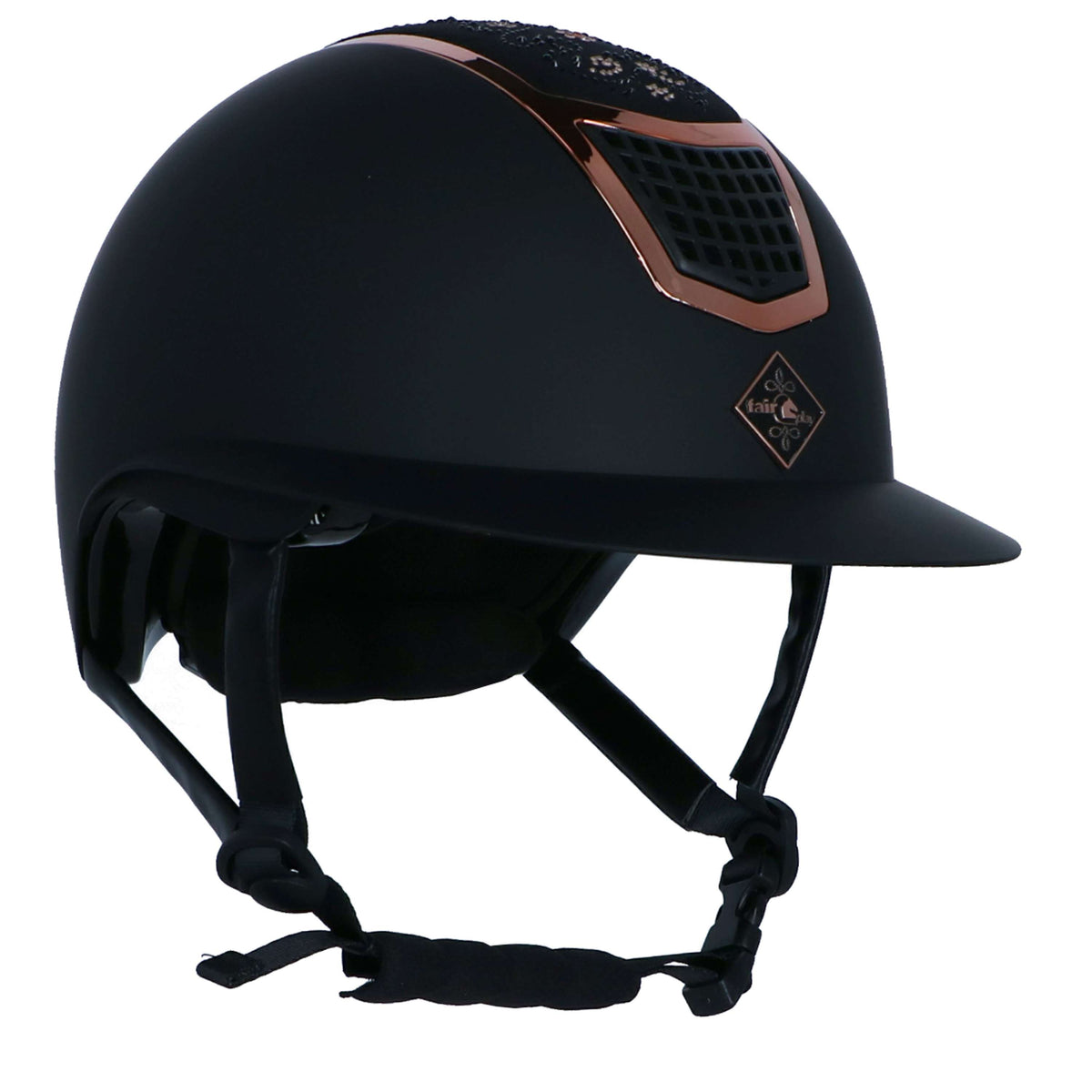 Fair Play Reithelm Quantinum Chic Rosegold Wide Visor Schwarz