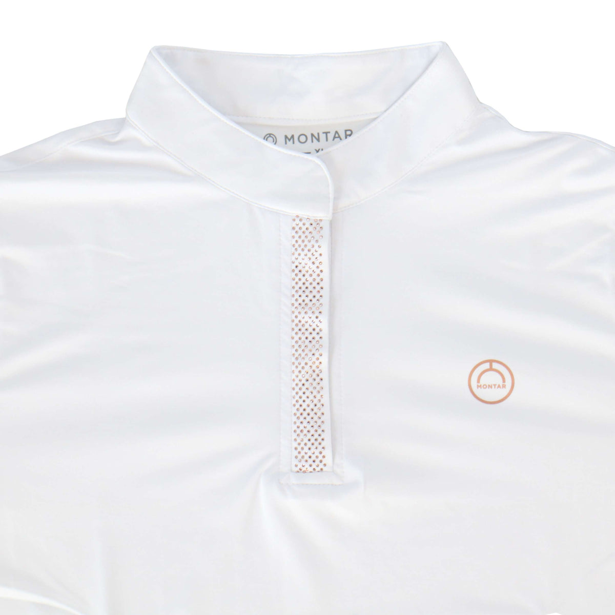 Montar Shirt Briella Rosegold Crystals LangeMouwen Weiß