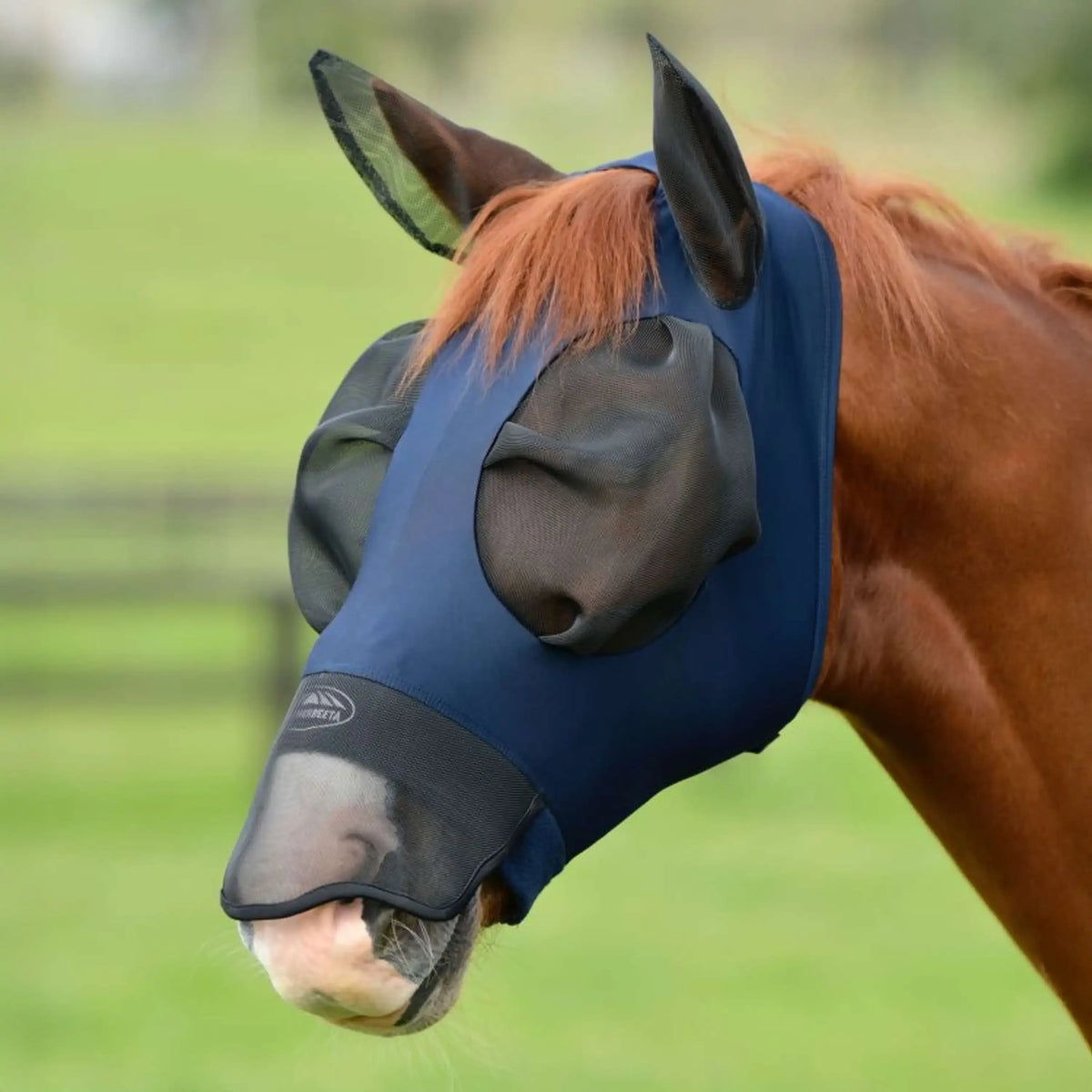 WeatherBeeta Fliegenmaske ComFiTec Luxe Bug Eye Saver mit Ohren und Nase Navy/Schwarz
