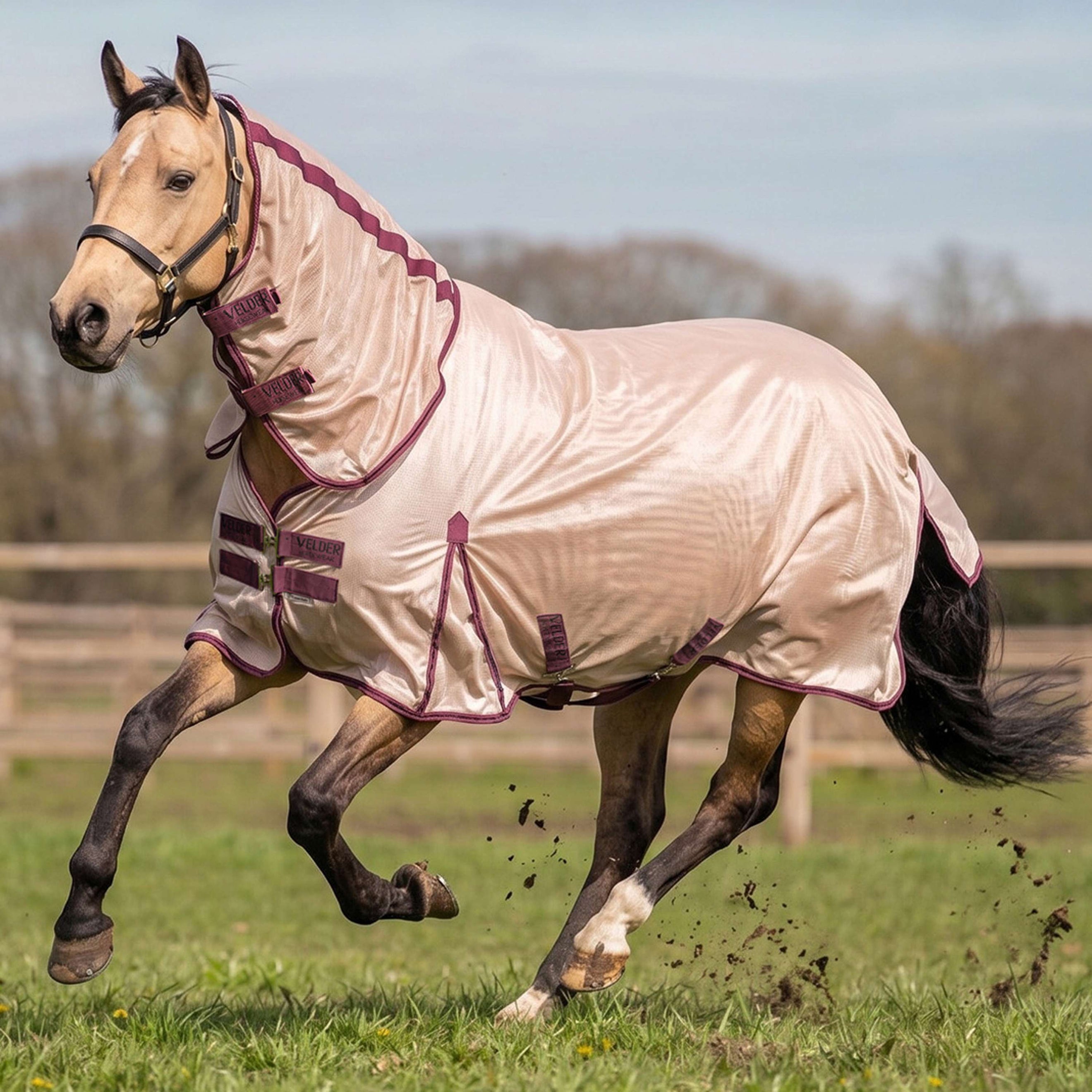 Velder Horsewear Fliegendecke Mesh mit Halsteil Earth Grey