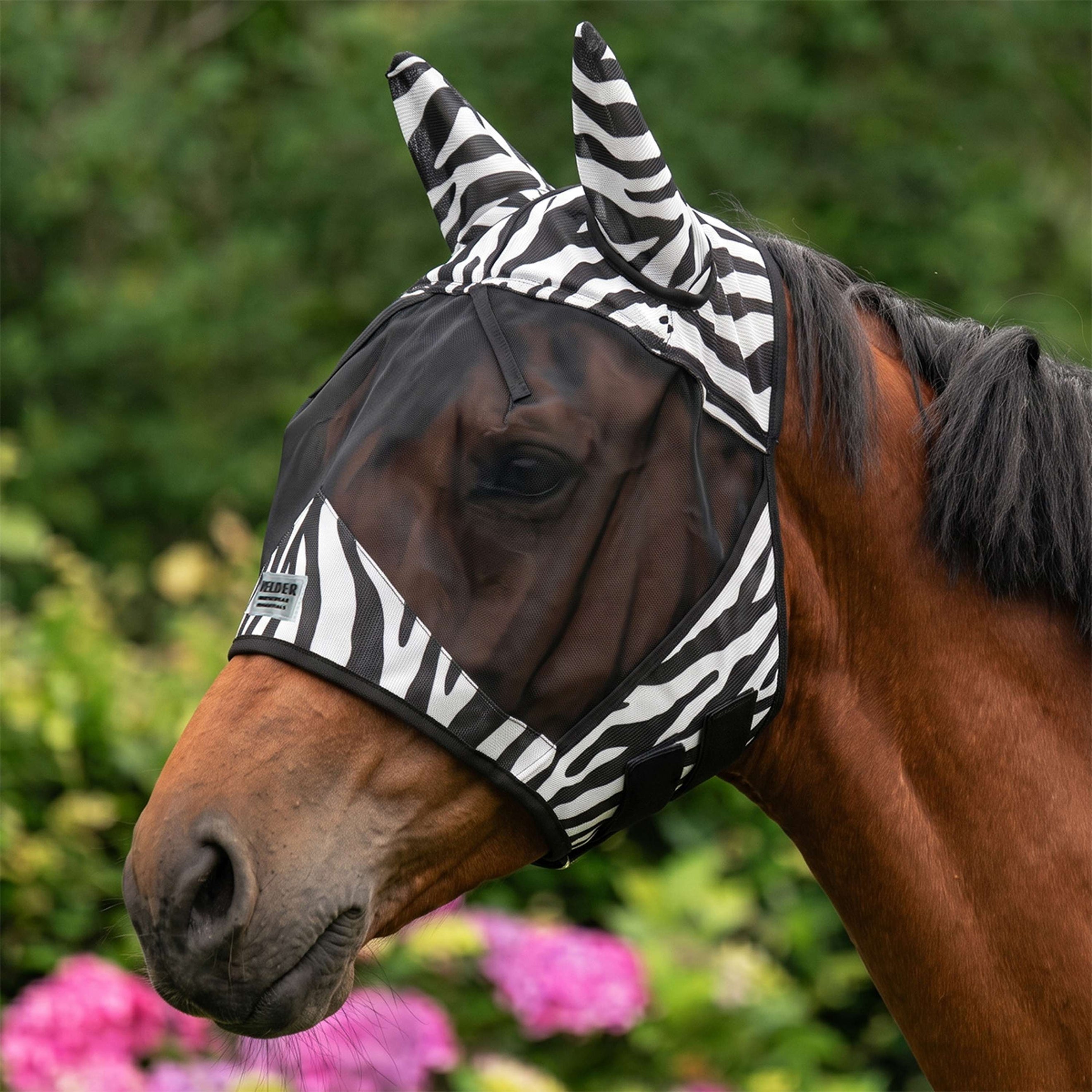 Velder Horsewear Essentials Fliegenmaske Zebra mit Ohren Schwarz/Weiß