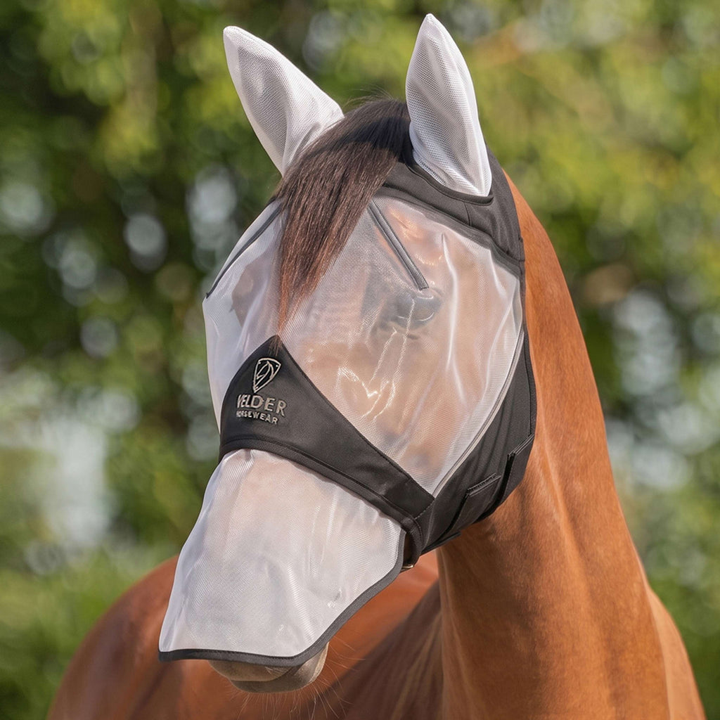 Velder Horsewear Premium Fliegenmaske mit Ohren und Nase Schwarz