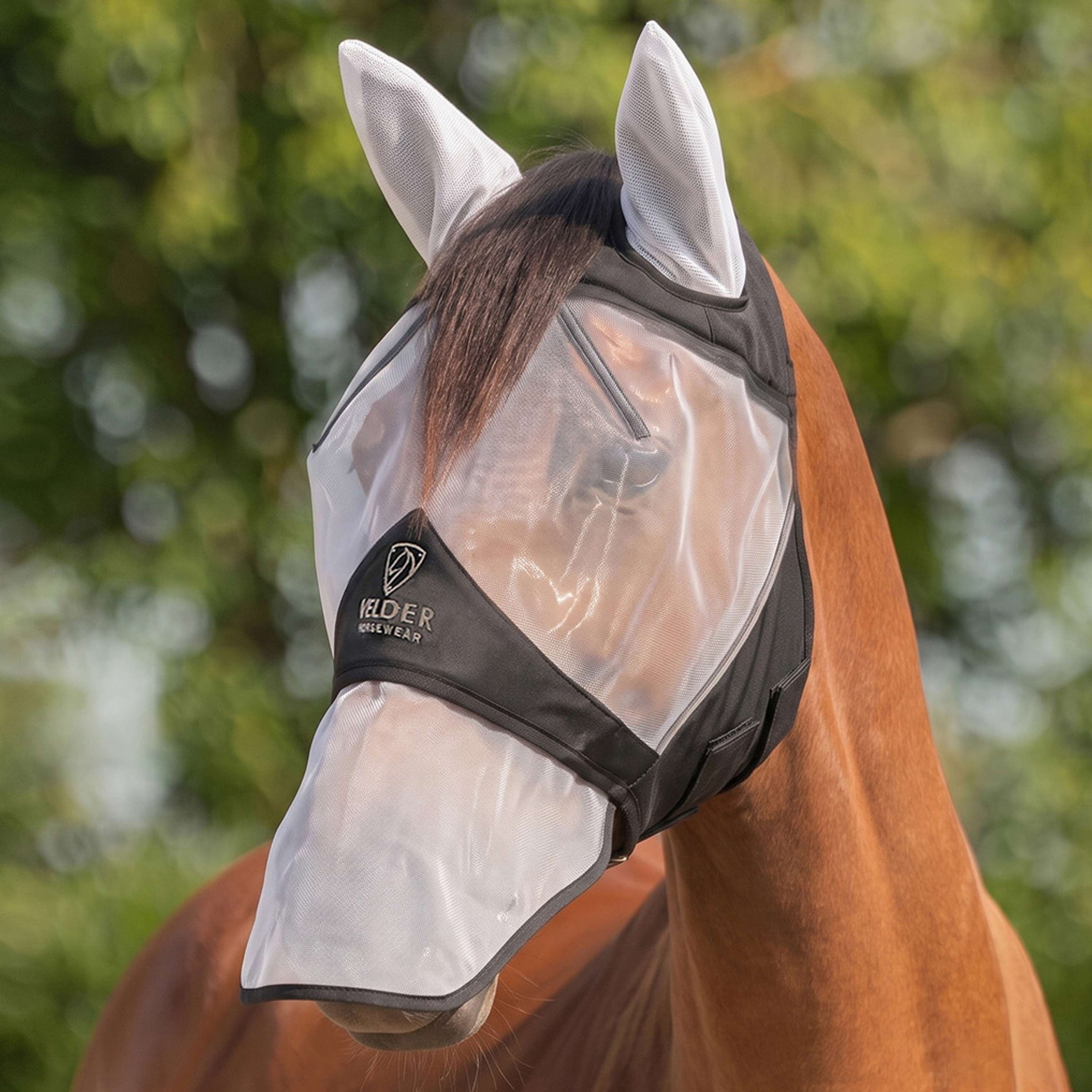Velder Horsewear Premium Fliegenmaske mit Ohren und Nase Schwarz