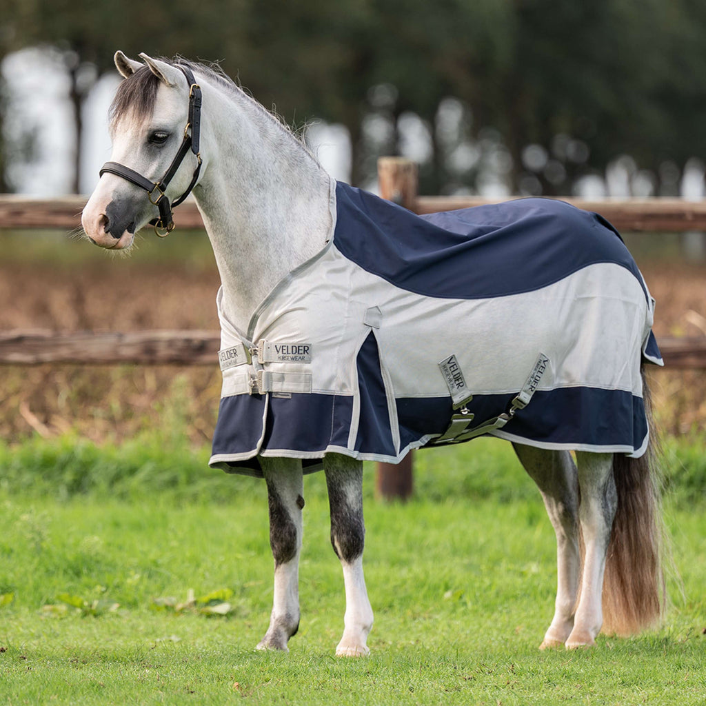 Velder Horsewear Premium Pony Fliegendecke Rainless Fall Navy/Pearl Silver