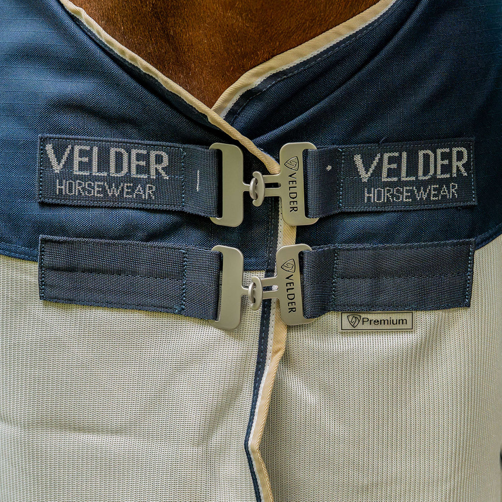 Velder Horsewear Premium Pony Fliegendecke Waterproof-Top Navy/Pearl Silver
