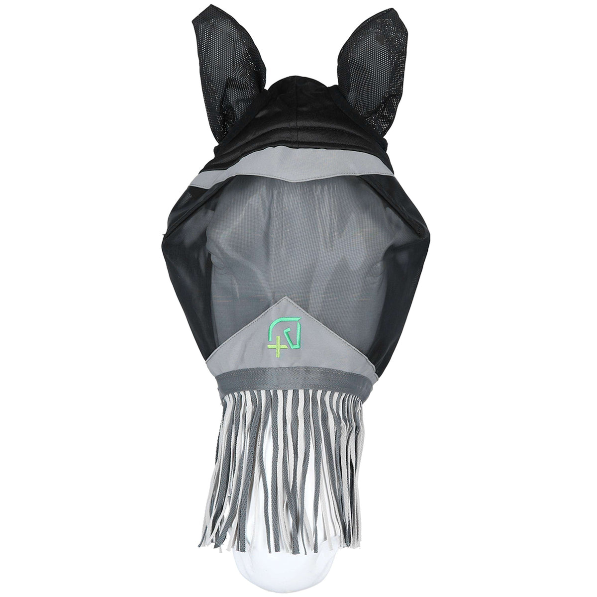 Agradi Horse Fliegenmaske Fine Mesh mit Ohren und Fransen Schwarz