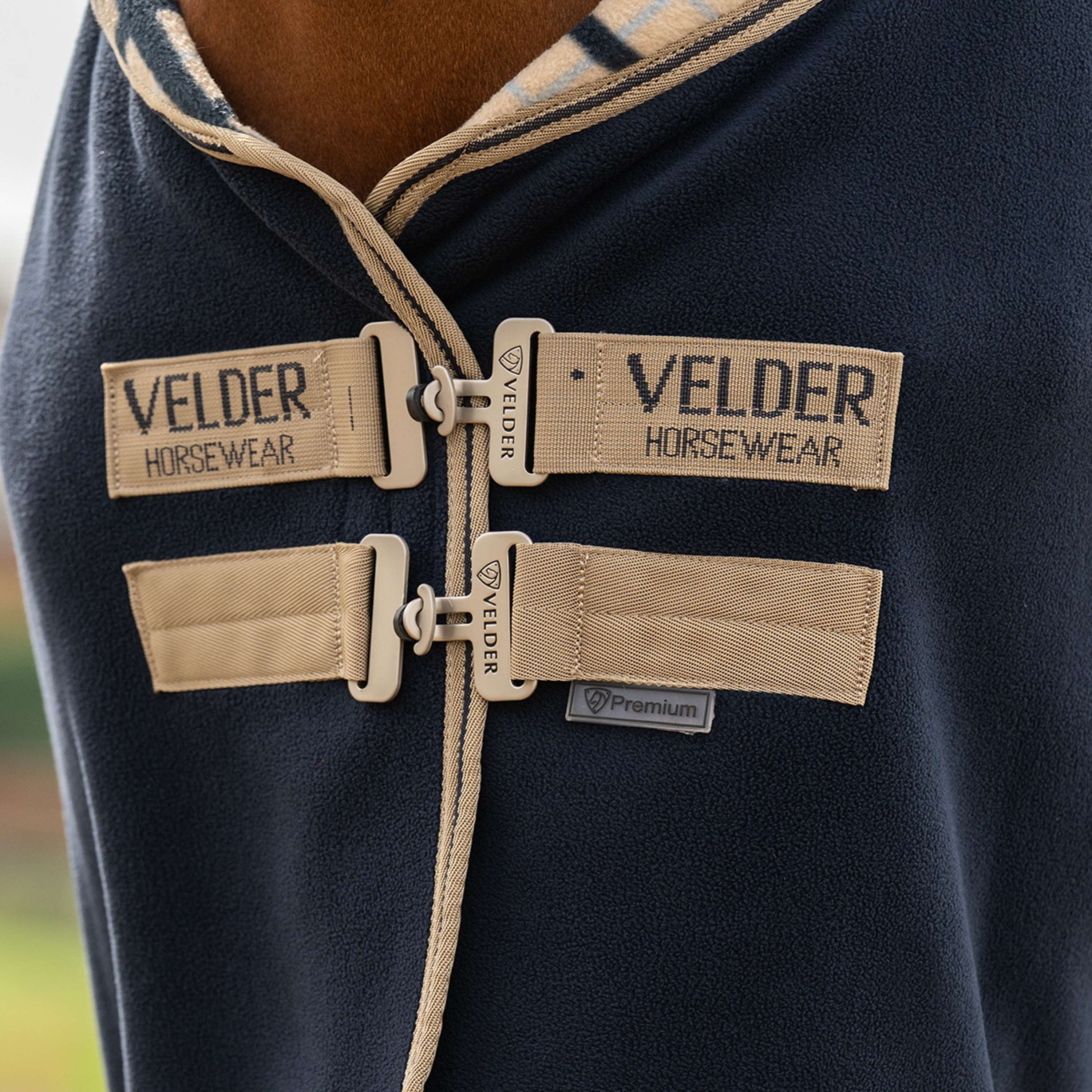 Velder Horsewear Premium Deluxe Fleece Cooler with Collar Navy/Check