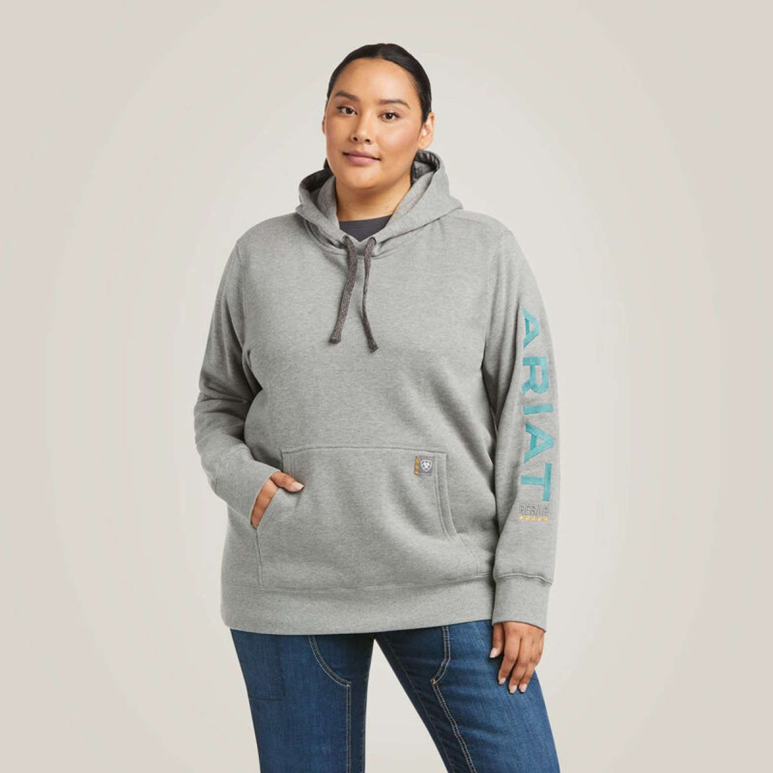 Ariat Hoodie Rebar Graphic Damen Heather Grau Ariat Hoodie Rebar Graphic Damen Heather Grau