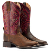 Ariat Westernstiefel Round Up Back Zip Damen Worn Mocha/Rasberry