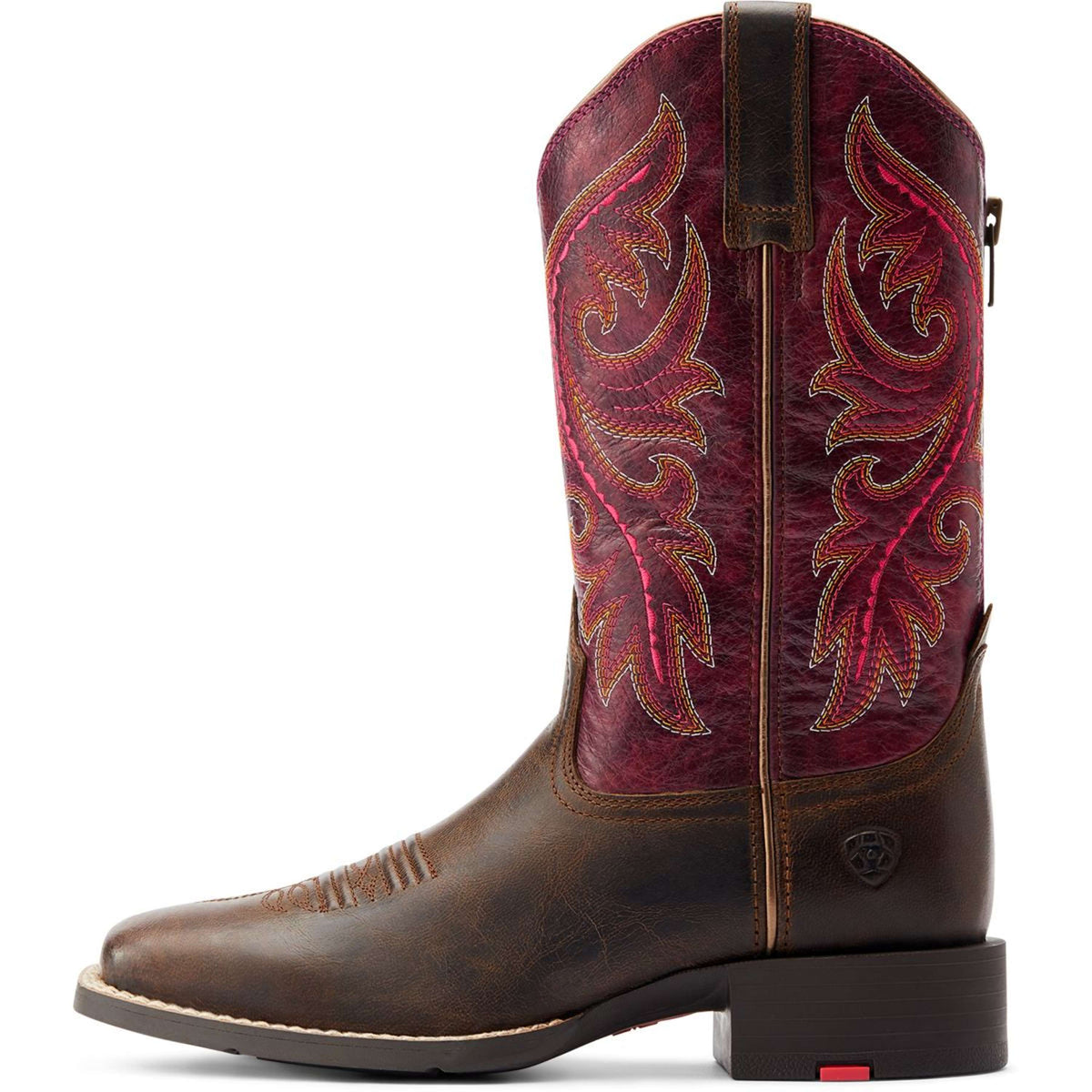 Ariat Westernstiefel Round Up Back Zip Damen Worn Mocha/Rasberry