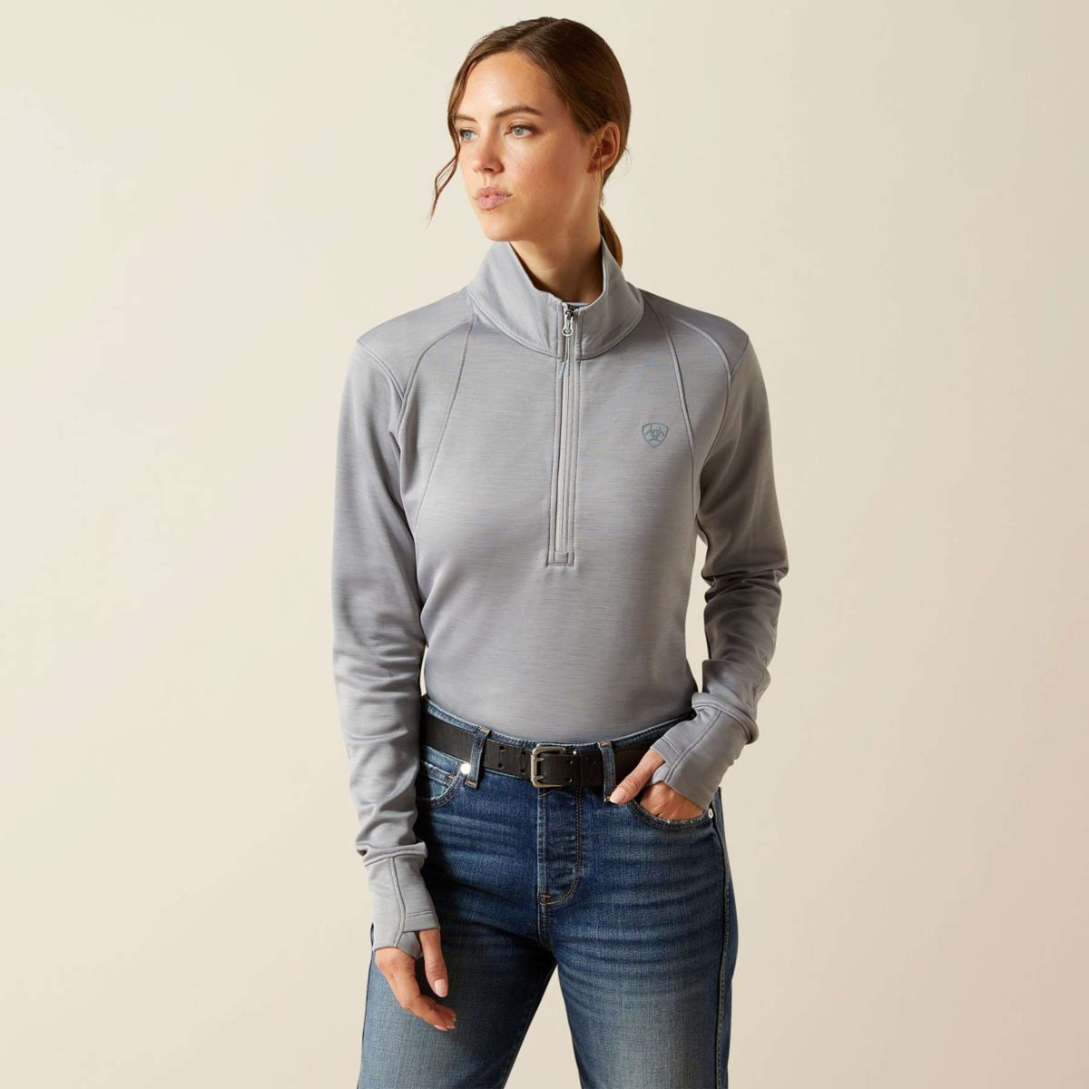 Ariat Shirt Team EQ 1/2 ZP Alloy Heather