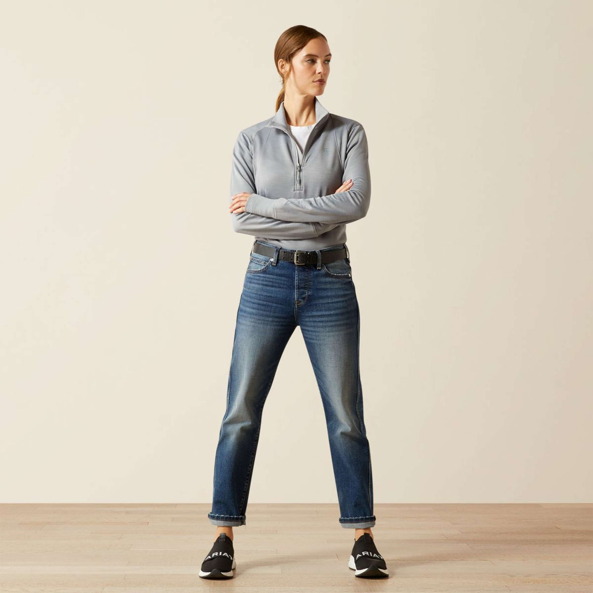 Ariat Shirt Team EQ 1/2 ZP Alloy Heather