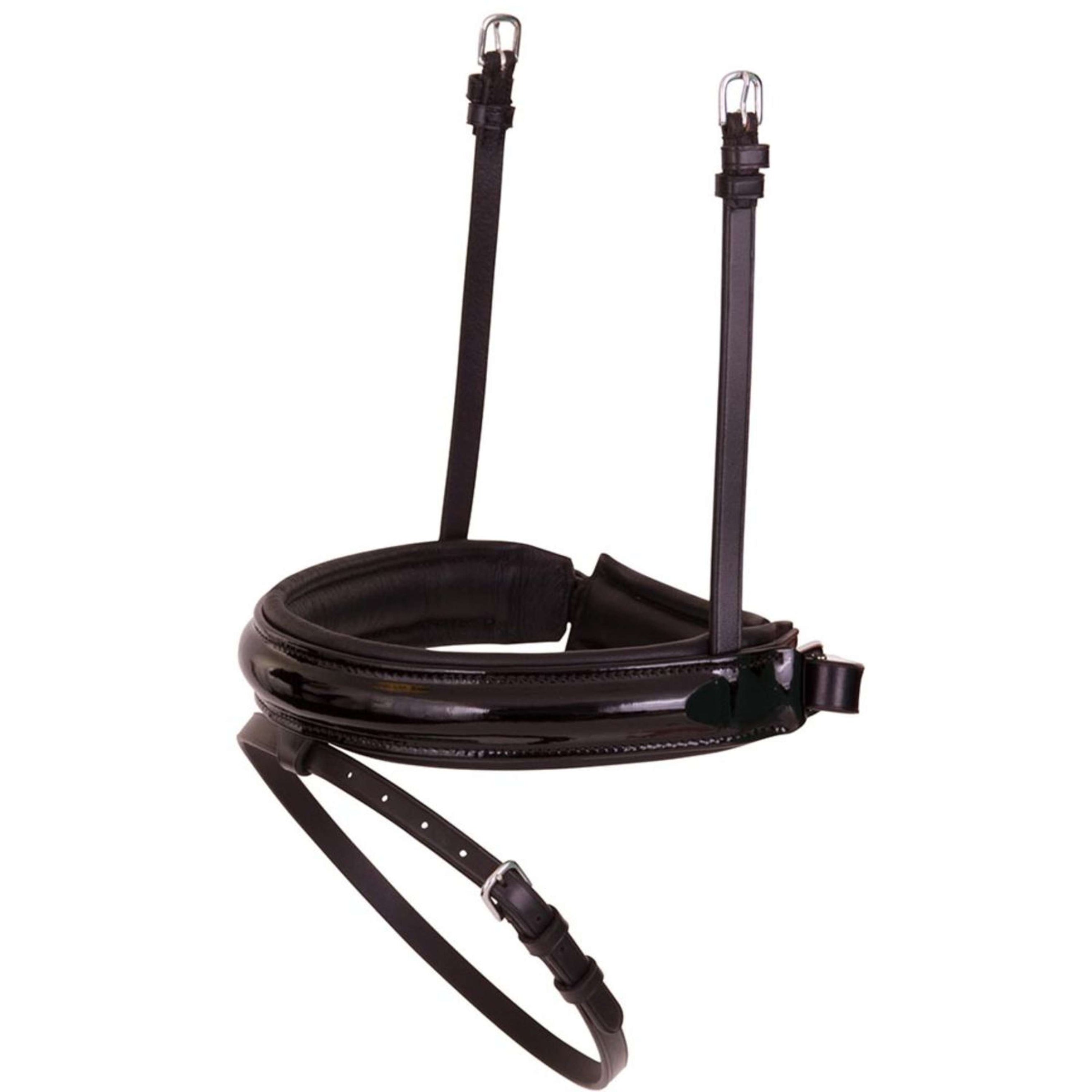 BR Nasenriemen Schnürung Lack Breites Backenstück Schwarz/Silber BR Nasenriemen Schnürung Lack Breites Backenstück Schwarz/Silber