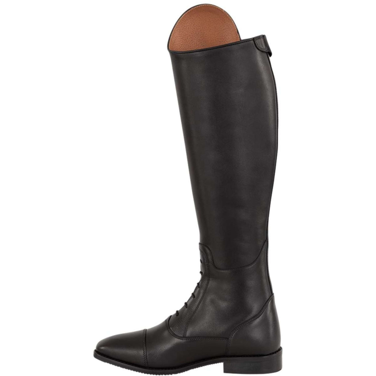 Premiere Reitstiefel Florette Schräger Reißverschluss und Schnürsenkel Schwarz