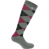 EQUITHÈME Reitsocken Argyle Grau/Bordeaux