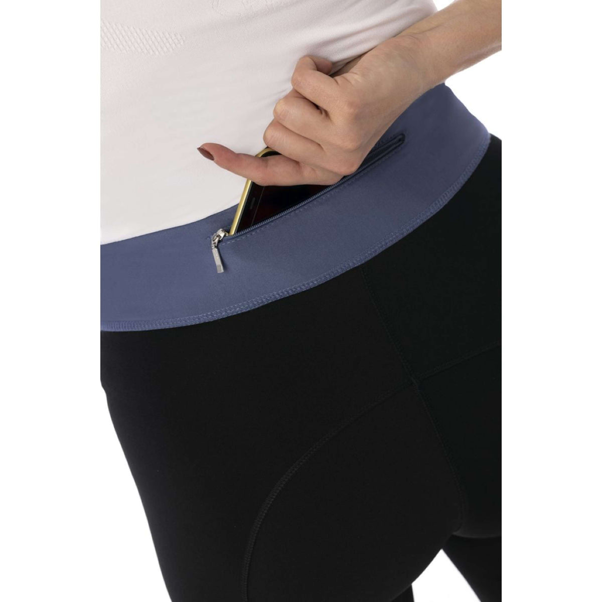 EQUITHÈME Reitleggings Tea Pull-On Silikon Kniebesatz Schwarz/Jeans