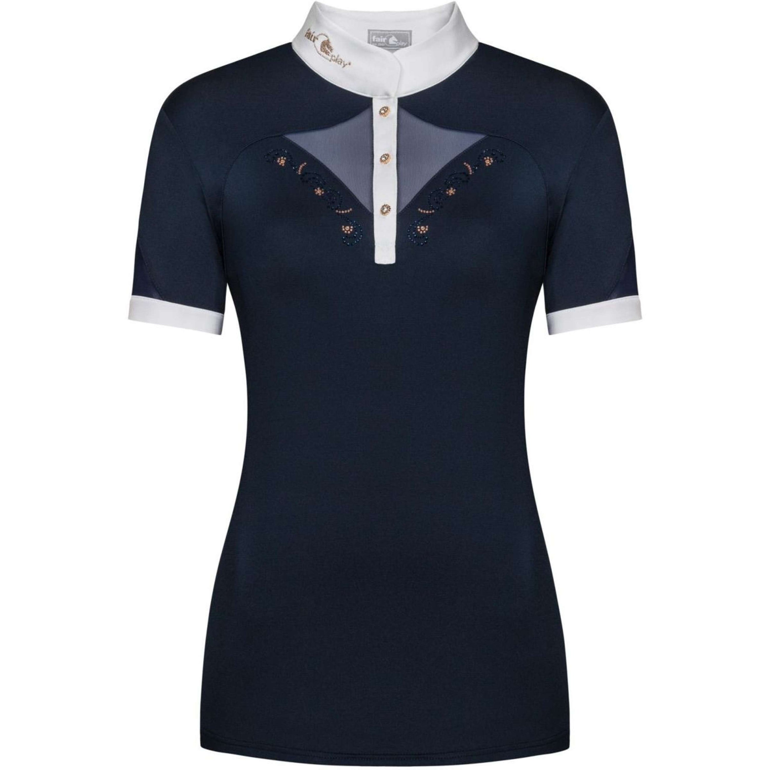 Fair Play Turniershirt Cathrine Rosegold Kurze Ärmel Navy/Weiß