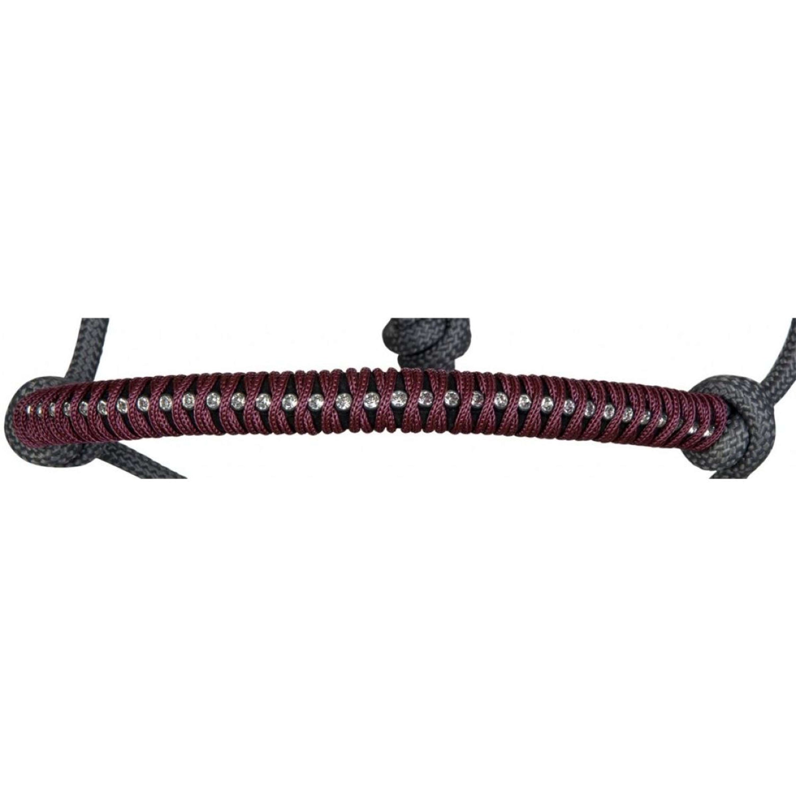 HKM Knotenhalfter Deko Dunkelgrau/Weinbeere
