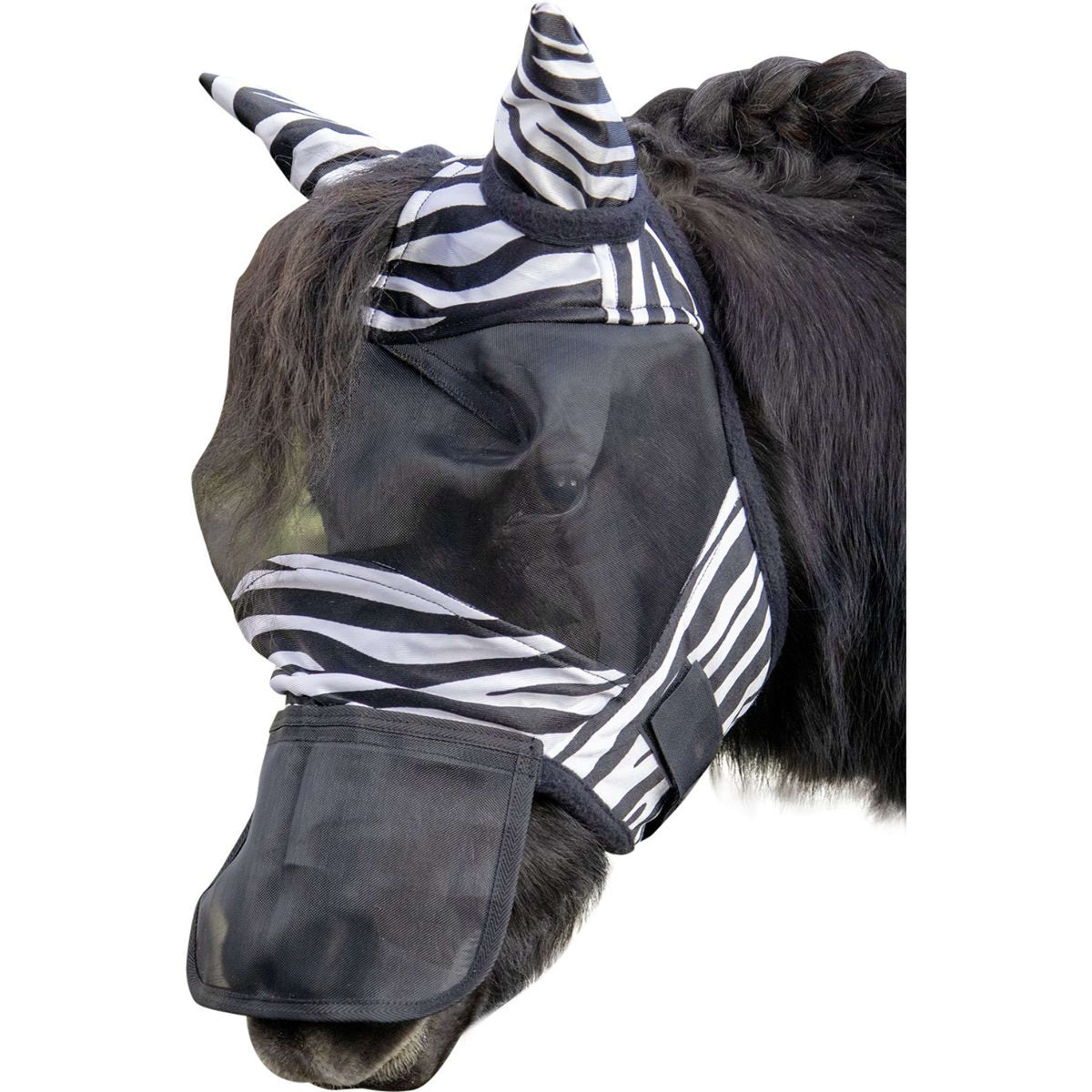 HKM Fliegenmaske Zebra Schwarz/Weiß