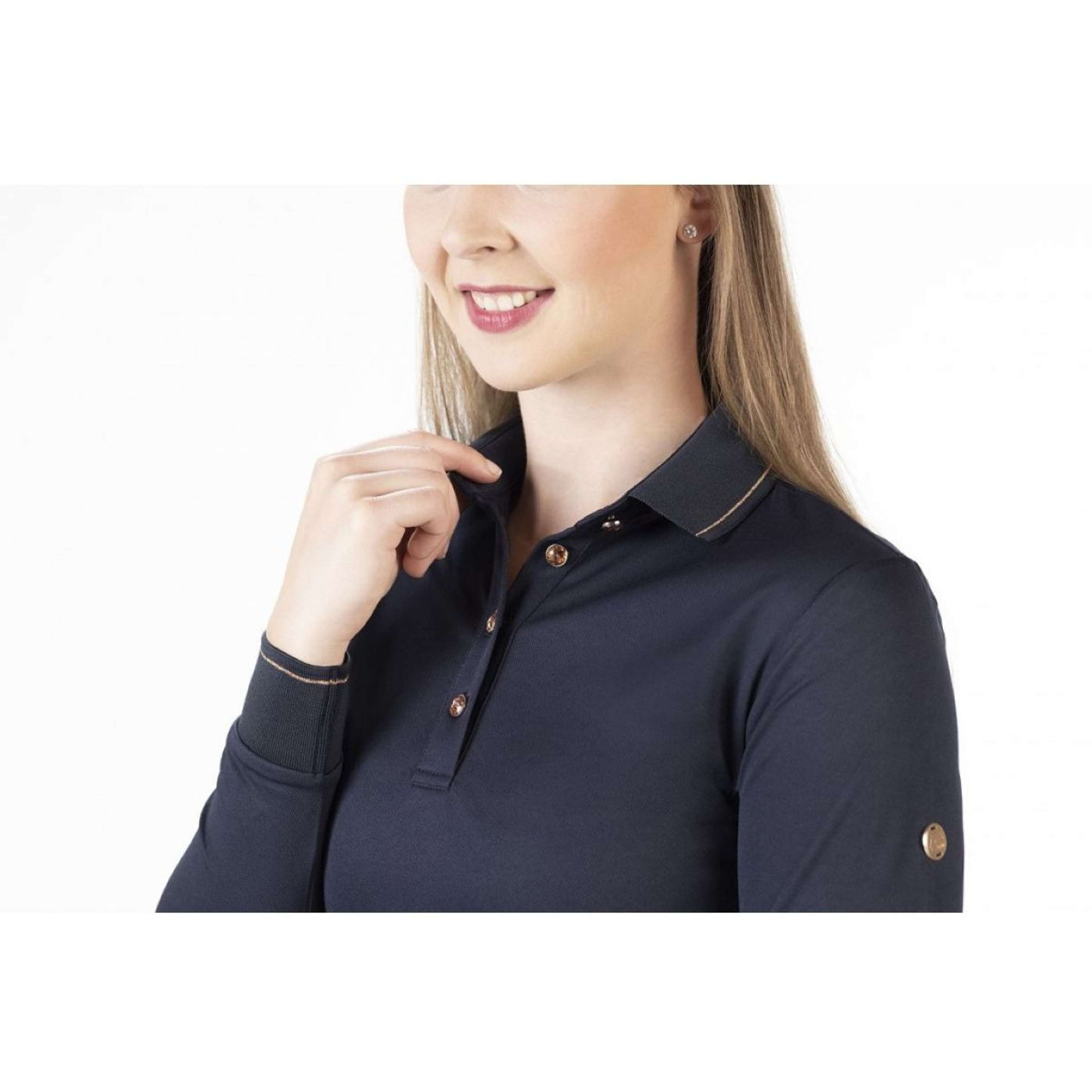 HKM Poloshirt Rosegold Glamour Longsleeve Dunkelblau/Rosegold HKM Poloshirt Rosegold Glamour Longsleeve Dunkelblau/Rosegold