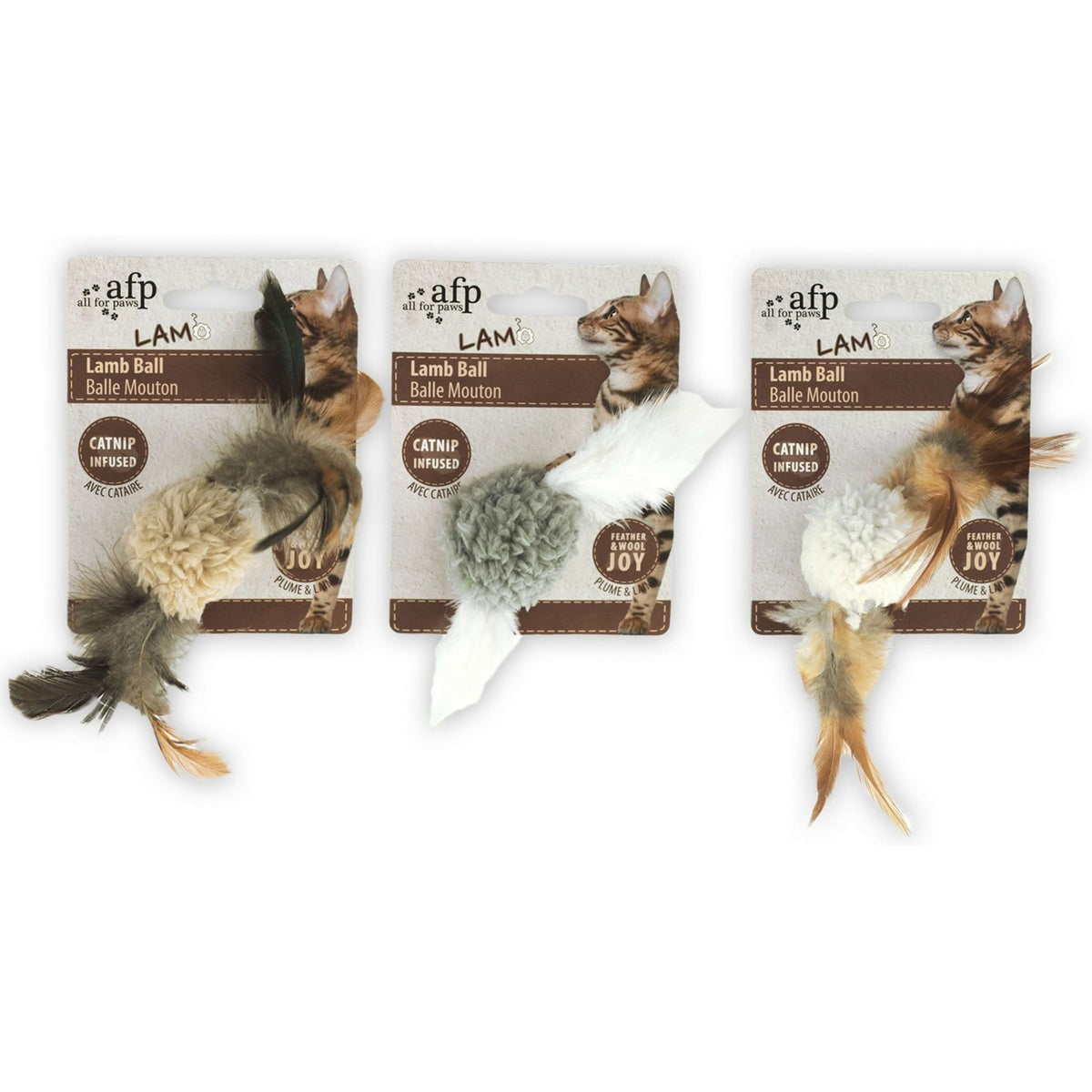All For Paws Ball with Bird Sound Lambswool Catnip
