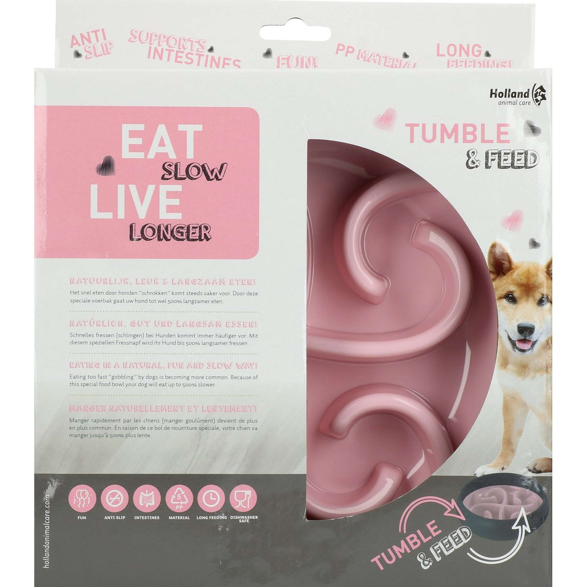 Eat Slow Live Longer Tumble Feeder Rosa