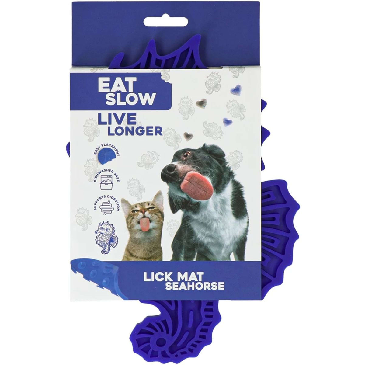 Eat Slow Live Longer Leckmatte Seahorse Blau