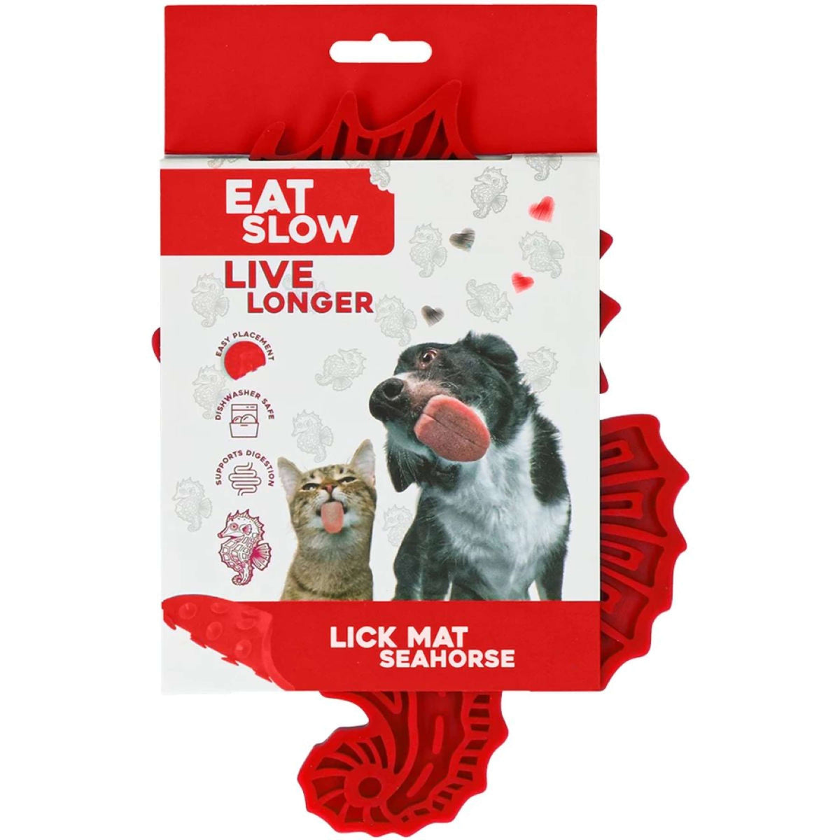 Eat Slow Live Longer Leckmatte Seahorse Rot