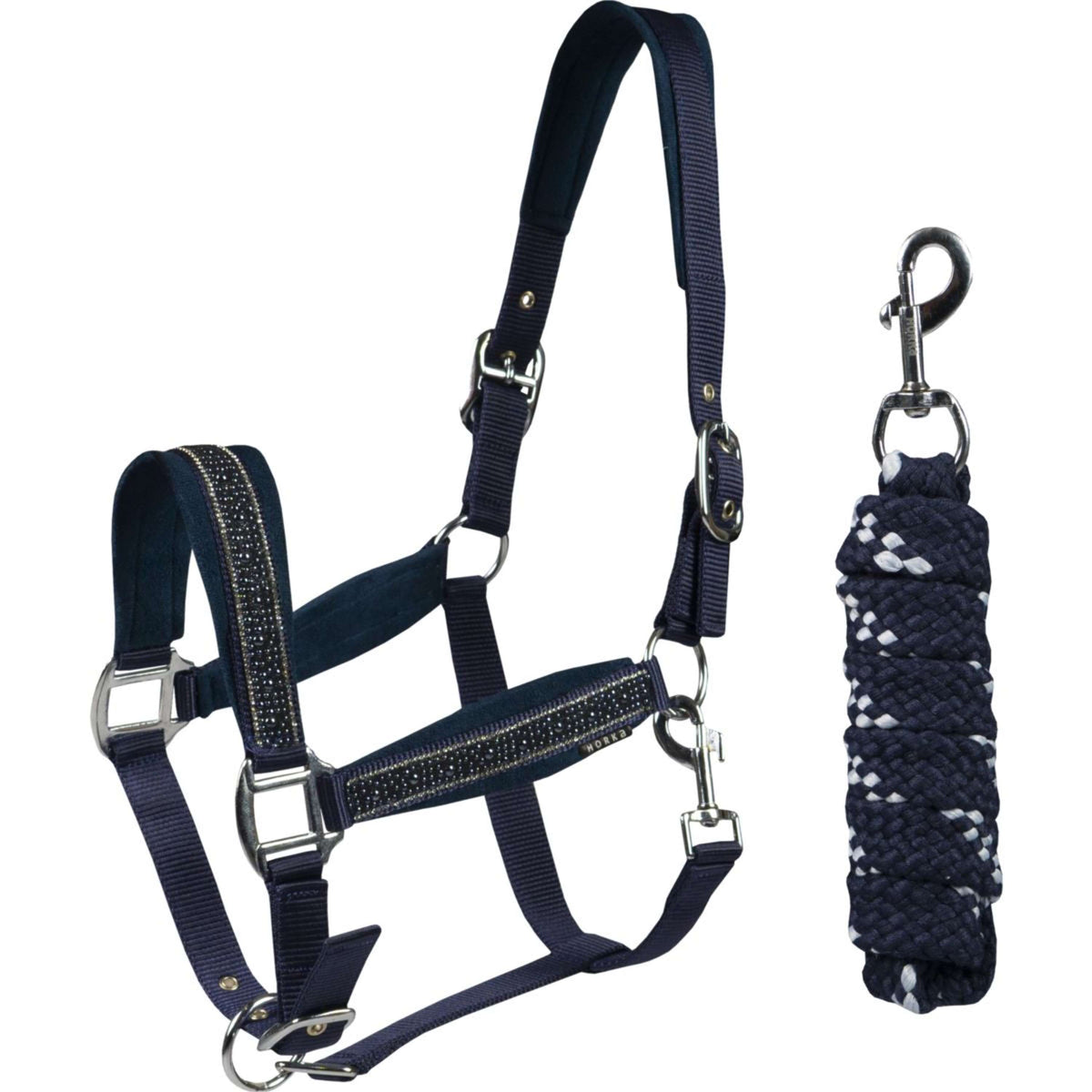 Horka Halfterset Equestrian Pro Crystals & Pearls Blau