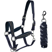 Horka Halfterset Equestrian Pro Crystals & Pearls Blau