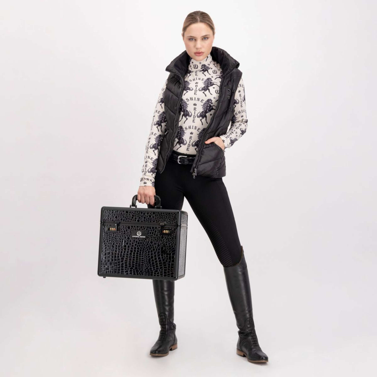 Imperial Riding Putzkoffer Shiny Schwarz/Croco