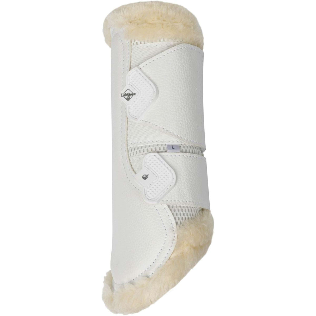 LeMieux Brushing Boots Fleece Edge Mesh Weiß/Naturell